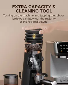 AMZCHEF 8306A Coffee Grinder with 75 Settings & 40mm Burrs | Anti-Static Espresso Grinder for Home Use | Low Retention Magnetic Outlet | Quiet DC Motor | Vacuum Dosing Cup | LED Light