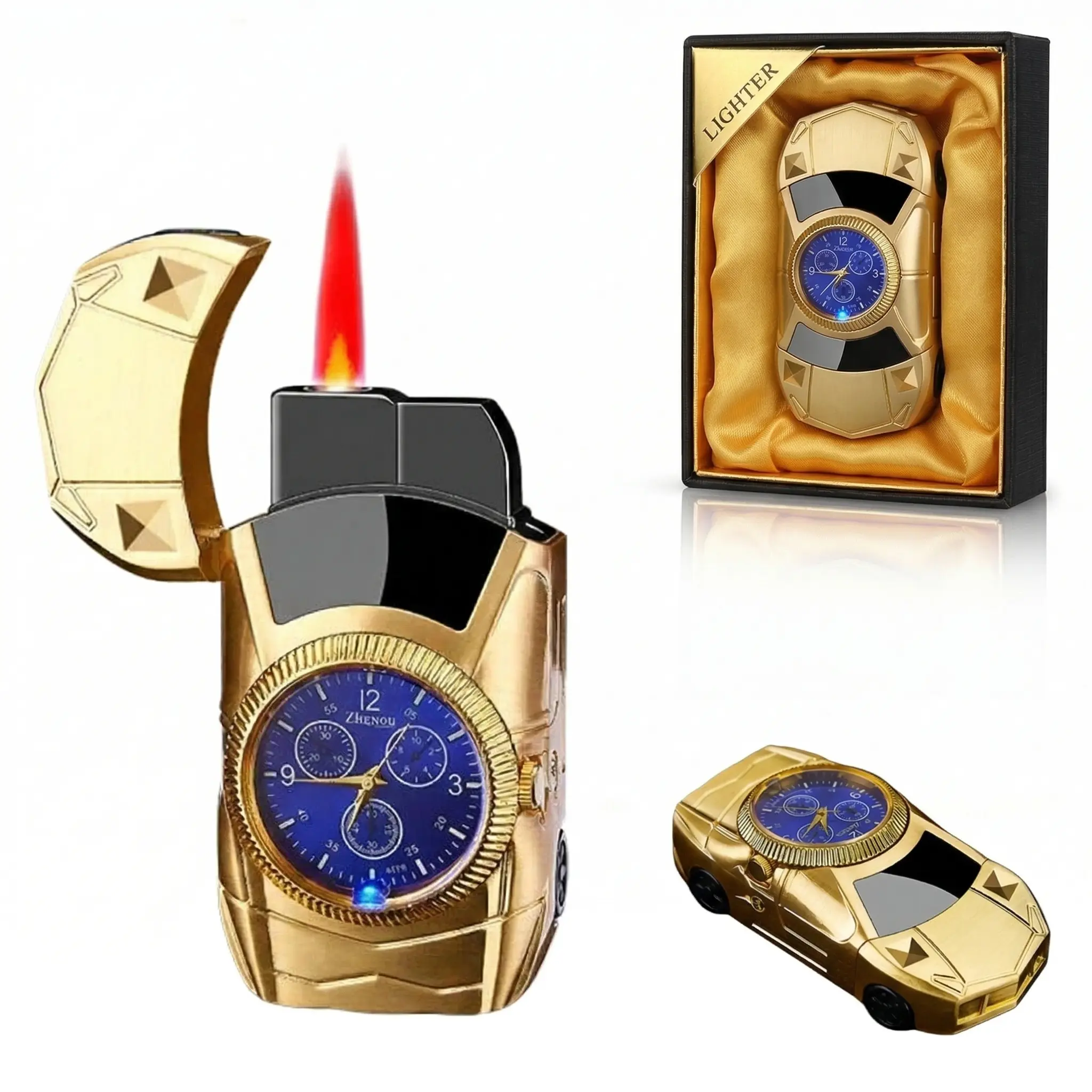 Torch Lighter, Stylish Sports Car-Shaped Butane Lighter, Creative Windproof Lighter with Cool Design,Novelty Jet Flame Torch Lighter, Refillable Butane Lighter Gifts Lighter for Outdoor Indoor(Gloden) outdoorfun