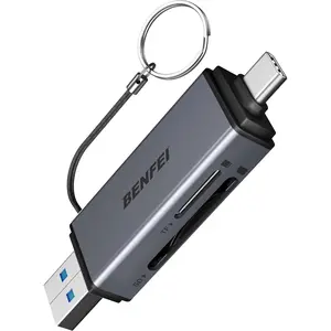 BENFEI SD Card Reader, USB C to SD Micro SD Card Memory Card Adapter Dual Slot Compatible with iPhone 15 Pro/Max, MacBook Pro/Air 2023, iPad Pro, iMac, S23, XPS 17, Surface Book 3 and More