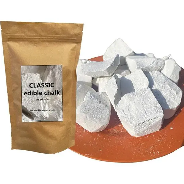 Classic Natural Edible Chalk Organic Crunchy White Chalk Chunks for Eating, Pica Cravings, and ASMR Pure Ukrainian 4oz (115g)