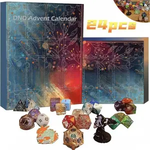 Dice Advent Calendar 2025 Dungeons & Dragons Christmas 24-Day Countdown 24 Dice, Resin Dice, Polyhedral Dice Set For Party Role-Playing Games No Electricity Required