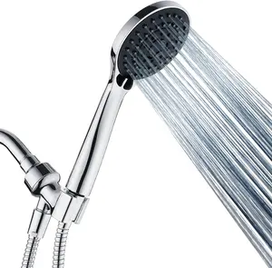 BRIGHT SHOWERS 5 Spray Settings Handheld Shower Head Kit, High Pressure Handheld Shower with 60 Inch Stainless Steel Hose and Adjustable Wall Bracket