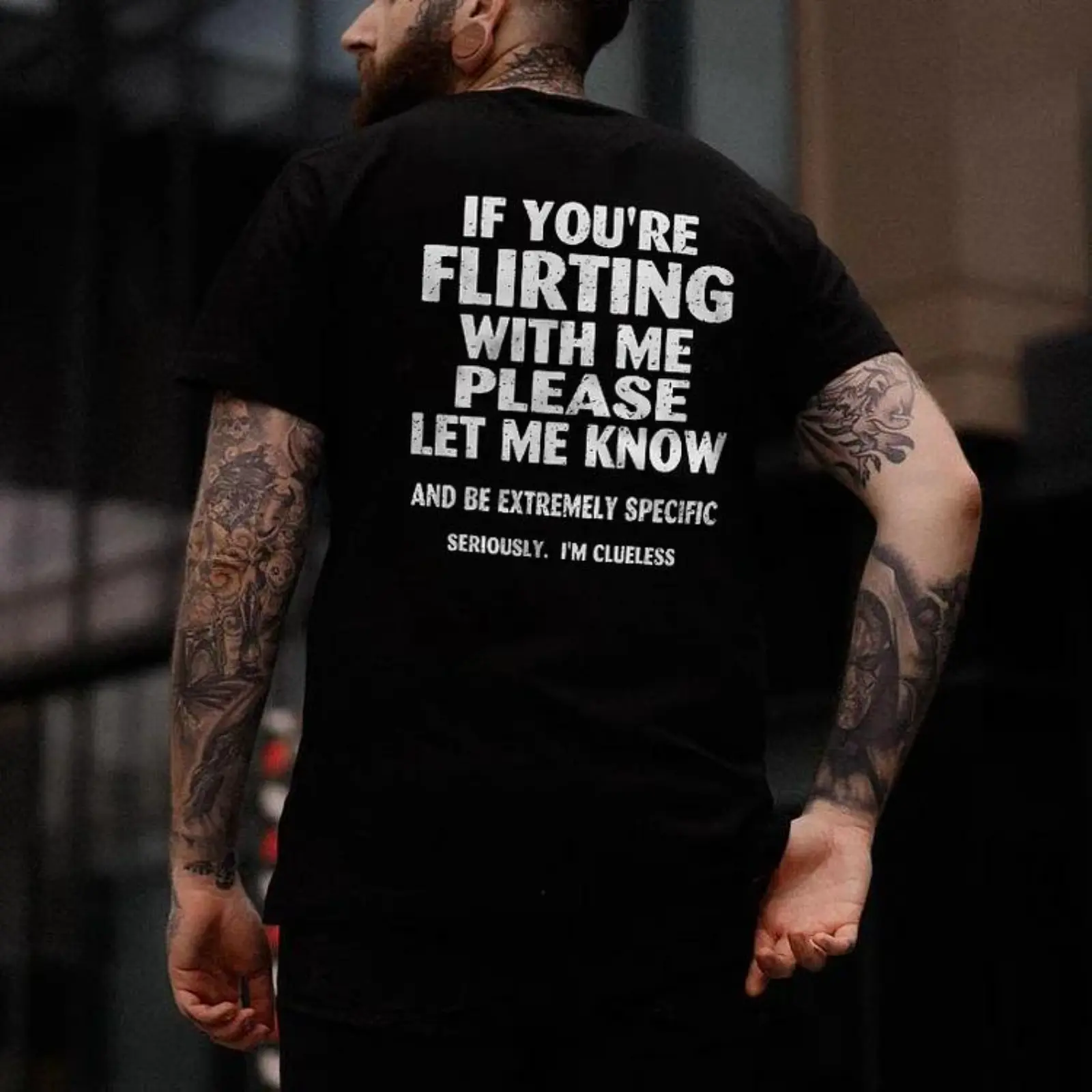 Casual Cotton T-Shirt with "If You're Flirting With Me Please Let Me Know" Funny Graphic Print Short Sleeve Round Neck Streetwear Top