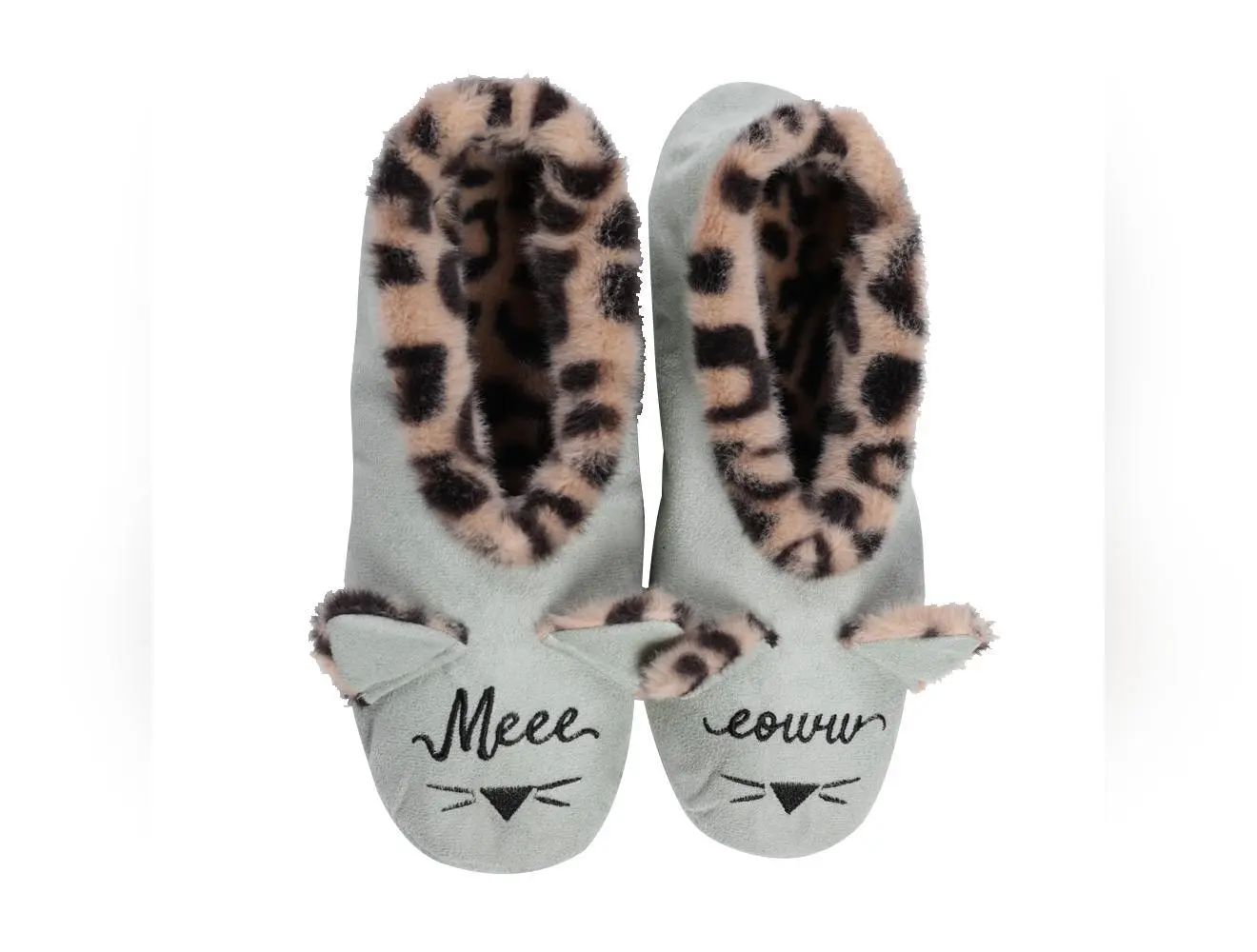 Faceplant Footsie: Women's Footwear Slippers Meow (Grey/Leopard) Women Footwear