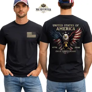 USA 250 Years T-Shirt – USA 250th Anniversary Eagle Graphic Tee, United States of America 1776 2026 Back Print, Patriotic Gift Apparel for Men and Women, 4th Of July Day Shirt