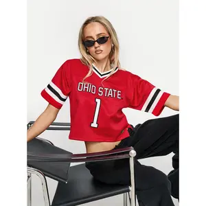 Ohio Cropped Football Jersey Tee Red