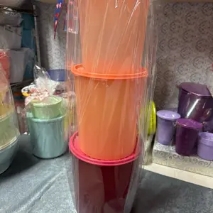 Tupperware Stackable Storage Containers - Orange & Pink - Ideal for Kitchen Organization - Durable & Versatile