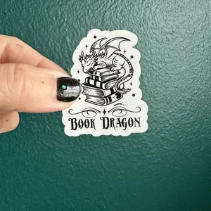 Book Dragon book stack vinyl sticker