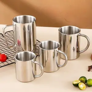 Thickened Heat-Insulated Cups for Students, Stainless Steel Teacups, Kindergarten Cups, Heat-Insulated Coffee Cups, Anti-Drop Mugs, Coffee Thermal Cup, Stainless Steel Drinkware, Travel Coffee Mugs, Stylish Coffee Mugs