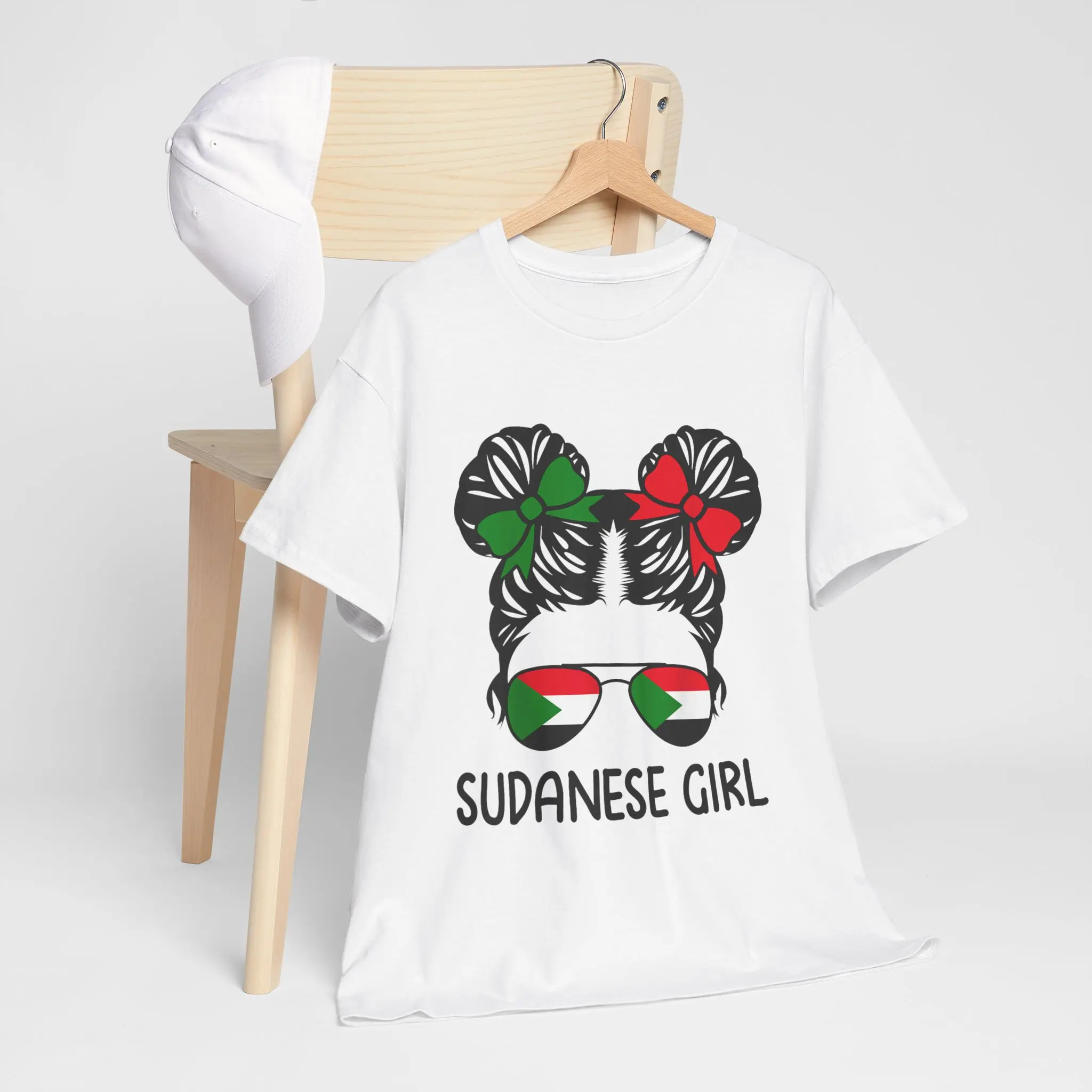 Sudanese Girl Messy Hair Sudan Pride Patriotic T-Shirt Unisex T-Shirt, Short-sleeve, Full Color Top Womenswear