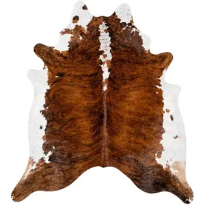 Faux Cowhide Rug Low Pile rugs for living room bedroom Tricolor, Brown, Black & White - Luxury Cowskin Area Rug