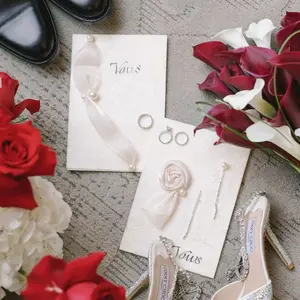 Wedding Vows Cards Set of 2, High-Quality Handmade Floral Designs, Perfect for Wedding Ceremony, Enhance Your Commitment Ritual