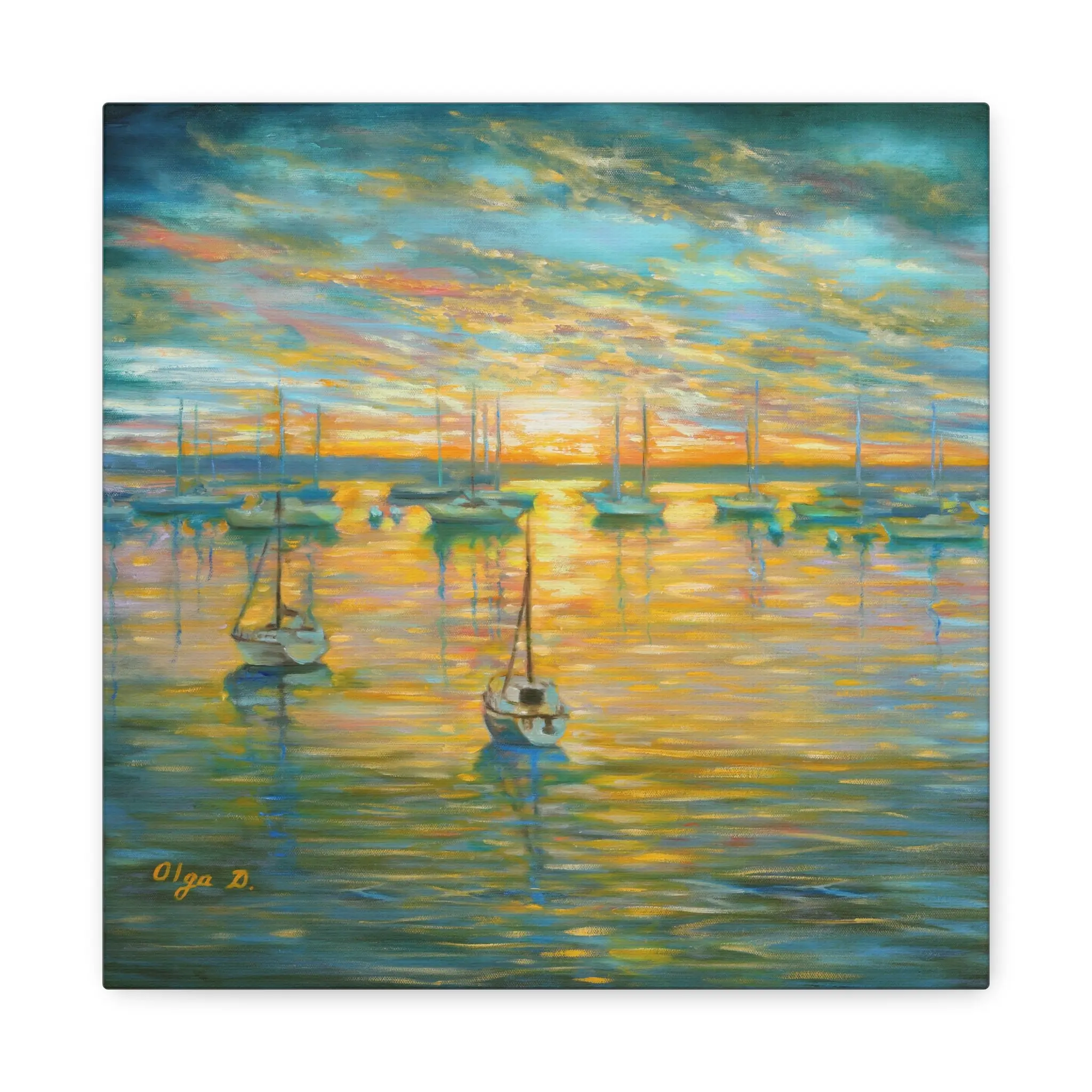 Harbour at Rest. Canvas, Painting, Wall Art