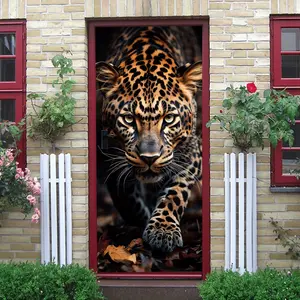 2pcs Leopard Wall Stickers Animal Pattern Decorative Decals Self Adhesive Removable Vinyl Art for Bedroom Living Room Kids Room Nursery Home Decor Mural Decoration Peel and Stick Wall Art Collage Self