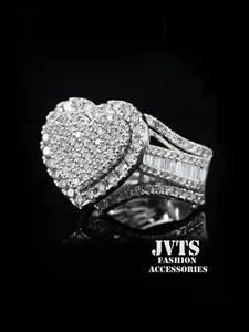 Heart-Shaped Zircon Double Layered Ring, Elegant Hip-Hop Style, Perfect Gift for Girlfriend, Best Friend, Lover, All-Season Jewelry
