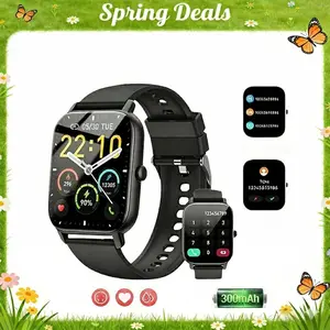 [Spring Deals] Coucur 1.69'' Touchscreen Smartwatch with Fitness Tracker & Sleep Monitor for Men Women Android iOS Compatible Silicone Band Bluetooth Calls Wearable
