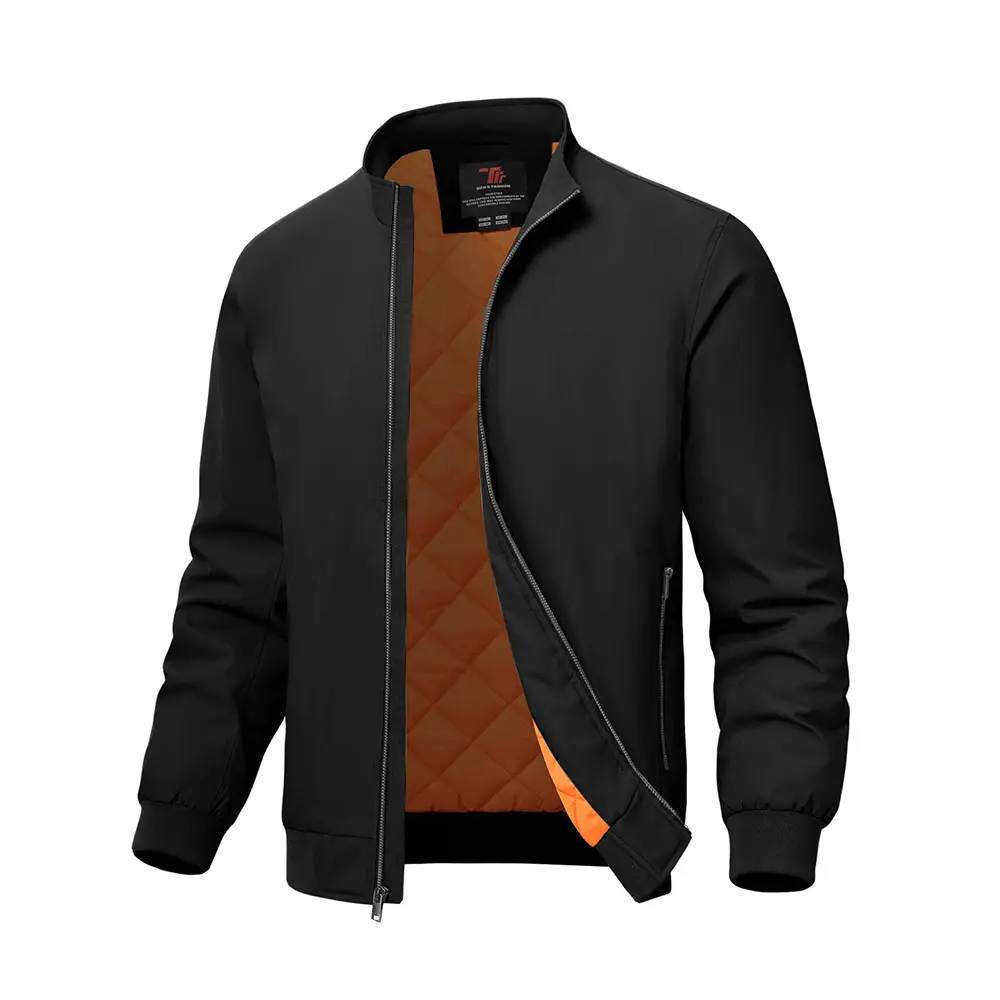 GOPUNE Men's Quilted Bomber Jackets Casual Winter Windbreakers Jacket for Men Fall Padded Full Zip Windproof Work Coats