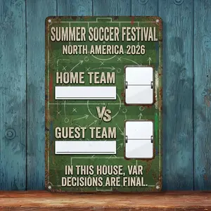 Vintage Soccer Match Tracker 2026 - DIY Dry Erase Scoreboard Aluminum Sign Posters- North America Summer Football Festival Decor - 8x12 Inch Retro Metal Poster for Man Cave & Home Bar