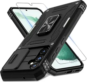 for Samsung Galaxy A54 5G Case with Slide Camera Cover+Screen Protector(1 Pack),[Full Camera Protection] [Magnetic Rotated Kickstand] Military Grade Shockproof Heavy Duty Protective Cover-Black