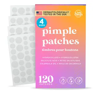 LivaClean 120ct Circle Pimple Patches - 4 Sizes Dermatologically Tested in USA Hydrocolloid Salicylic Acid Calendula Oil Pack Acne Soothing Skin Repair