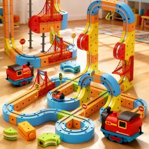 155pcs 3D Magnetic Levitation Train Set, Strong Magnet Force, Improves Spatial Imagination, DIY Building Blocks, Kids Christmas Gift