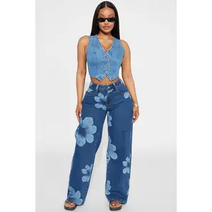 Born To Bloom Baggy Denim Jeans - Dark Wash