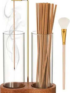 2 in 1 Incense Holder for Sticks, Anti-Ash Incense Holder, Upside Down Incense Burner Holder with Glass Ash Catcher & Incense Storage for Yoga Spa Meditation Home Decor