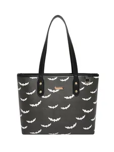 Women's Elegant Bat Pattern PU Leather Tote Bag – Large Capacity Shoulder & Crossbody Bag for Work, Halloween & Daily Use