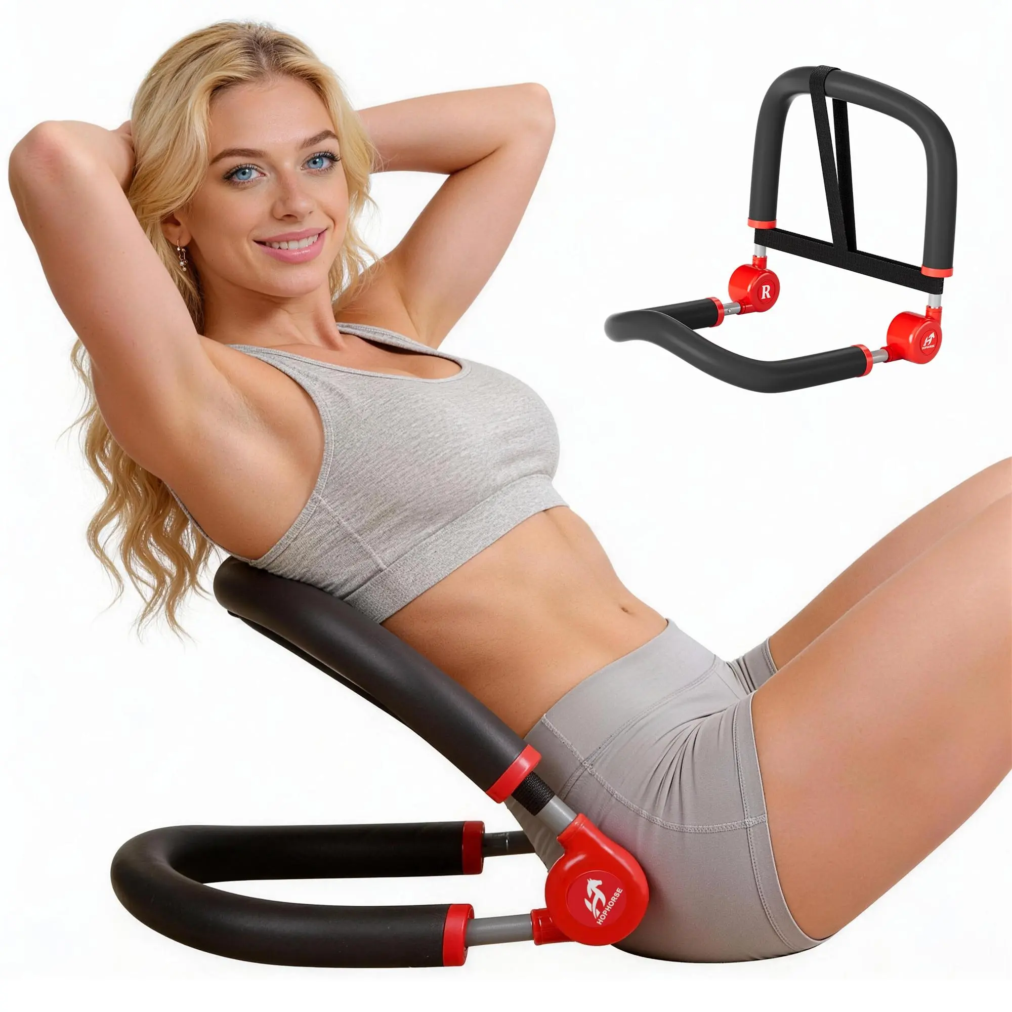HOPHORSE Sit-Up Machine, Ab Crunch Roll-Up Trainer Core max, Portable Abdominal Core Equipment for Home Gym summerwins