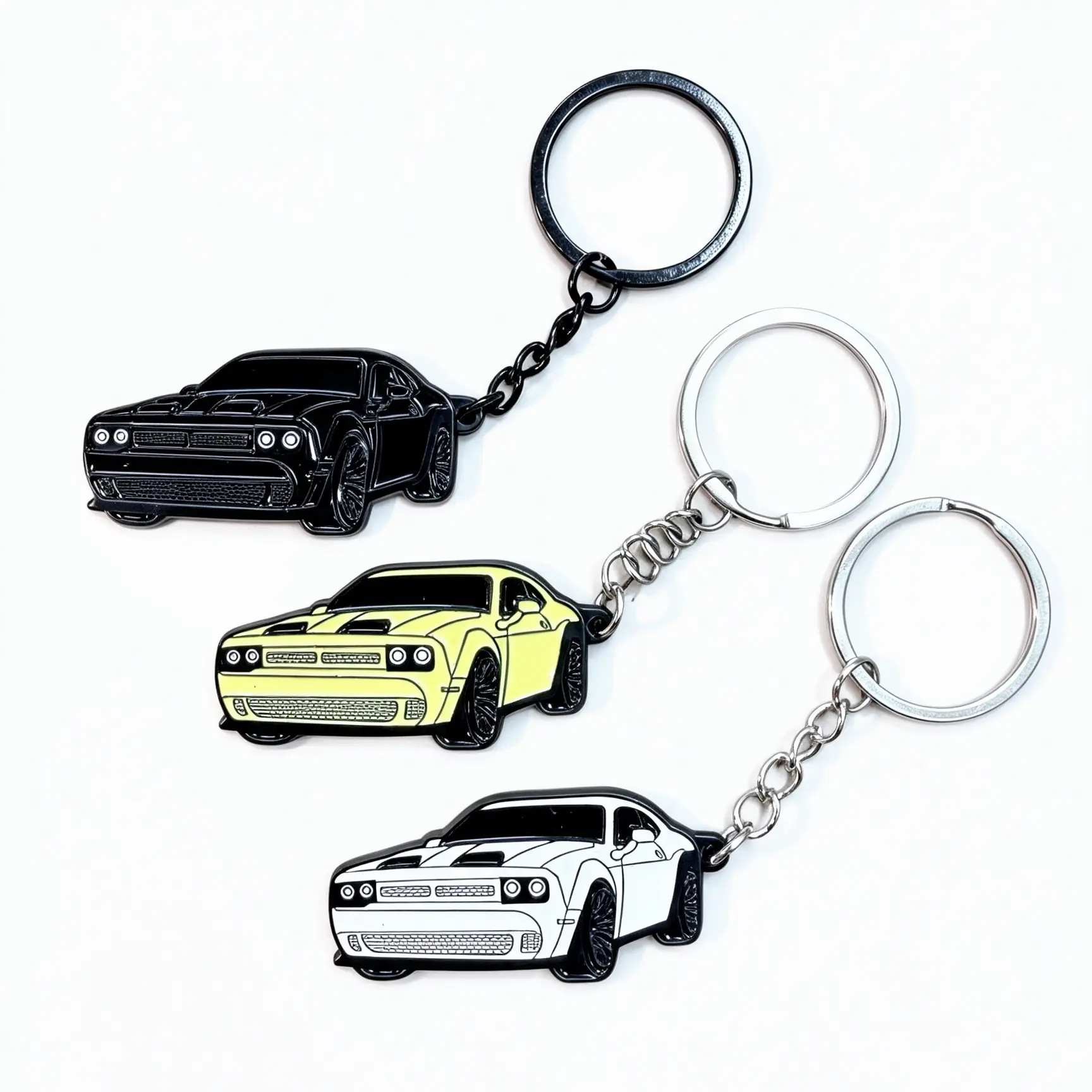 Metal Keychain with Single Emblem Ring Key Holder - Vehicle-Themed Cars Accessories for Dodge Challenger, Ram, Ford Bronco, Keychains for Women - Automotive Interior Decoration Ideal Gift for Car Enthusiasts