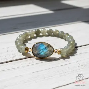 Sofia Natural Labradorite Bracelet - Labradorite Crystal Stretch Bracelet - Healing Stone Bracelets Christmas Gift