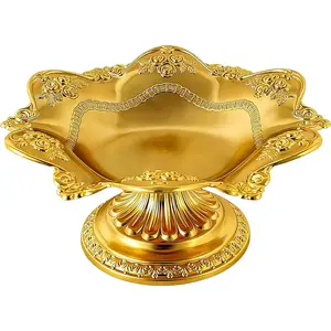 Fruit Bowl for Kitchen Counter, Christmas Decorative Bowl for Home Decor, Serving Tray for Candy Dish, Pedestal for Floating Flowers, Diwali Candles, Buddhist Offering Plate