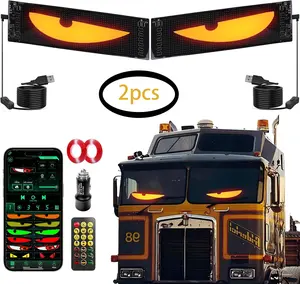 Devil Eyes LED Light Strips for Cars Trucks SUVs 14.76x3.62 Customizable Windshield Decoration with App Control USB Powered 2pcs 10x Driving Excitement Full Color LED Bead Tech