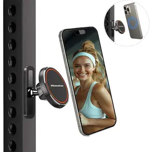Gym Magnetic Phone Holder for Magsafe, 360° Adjustable Phone Mount Attach to Metal Surface, Universal Fitness Equipment Accessories Essentials Smartphone Cellphone Stand