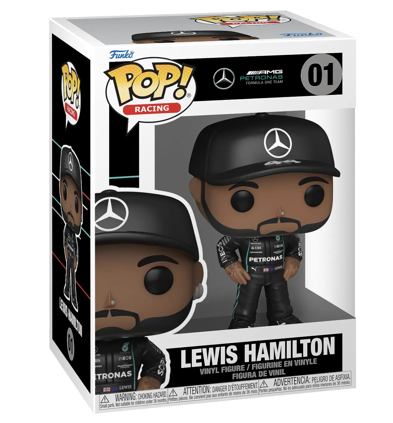 POP Racing: Formula One - Lewis Hamilton (AMG Petronas) Funko Vinyl Figure (Bundled with Compatible Box Protector Case), Multicolor, 3.75 inches
