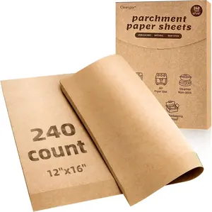 CLEANGOR 240Pcs 12''x16'' Unbleached Parchment Paper Sheets, Pre-cut Parchment Sheets, No-Stick & No-Leak Baking Paper, Heavy Duty Baking Liners for Oven, Air Fryer, Microwave & Steamer