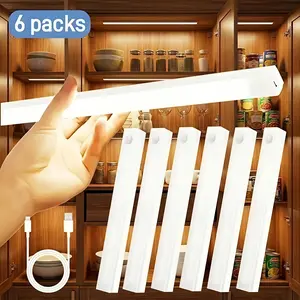 6-Pack Motion Sensor Lights, USB Wireless Cabinet Downlights with Adjustable Color Temperature & Dimming, Dimmable Night Light for Indoor Pantry, Kitchen, Bedroom, Wardrobe, Home Decor Accessories, Valentine's Day Gift