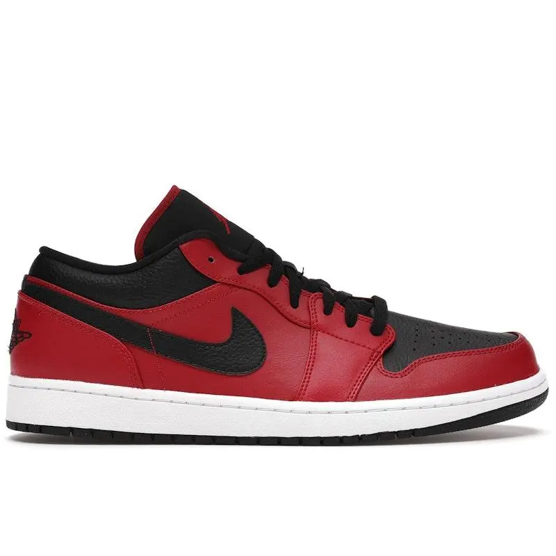 Jordan Men's 1 Low Reverse Bred Pebbled Swoosh, from StockX