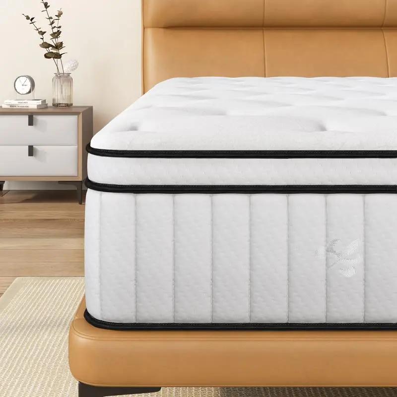 Hybrid Mattress Queen in a Box,Individually Pocketed Innerspring,Fiberglass-Free Mattress,Medium Firm Certipur-Us Certified