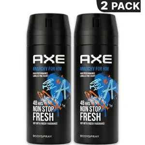 AXE Anarchy For Him Body Spray 2 Pack (150ml/5.o8oz) - High Performance 48-Hour Non-Stop Fresh Fragrance, Body Care, Scented summerwins
