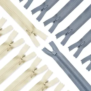 50 count 21.5 Inch Mix Beige&Grey Nylon Invisible Zippers for Tailor Sewer Sewing Craft Crafter's Special 20 Colors (Beige&Grey)