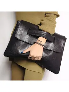 Retro PU Leather Envelope Clutch Bag, Large Capacity Crossbody Bag, Flap Laptop Handbag For Macbook