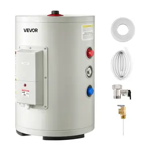 【FathersDayGift】VEVOR 6 Gallon Electric Tank Water Heater, 1600W Point-of-Use Hot Water Heater with LED Display, Knob Control, Top Outlet, 120V Storage Design with T&P Valve for Studio Apartments, RVs, Gray