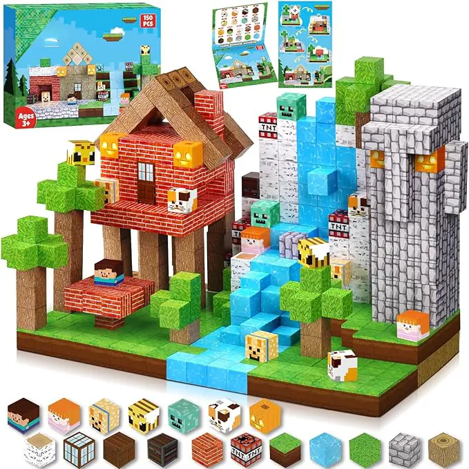 Magnetic Blocks-150PCS Magnetic Building Blocks, Magnetic Tiles Kids Build Magnetic Cubes Constructions Toys 2026 Upgraded STEM Game Outdoor Toys, Christmas Birthday Gifts for Boys & Girls Ages 3+,summerwins