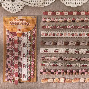 20 Sheets/bag Long Strip Sticker Pack, Handmade Crochet Series Decorative Material, Journal Supplies Water Bottle Multi-Scene Decoration