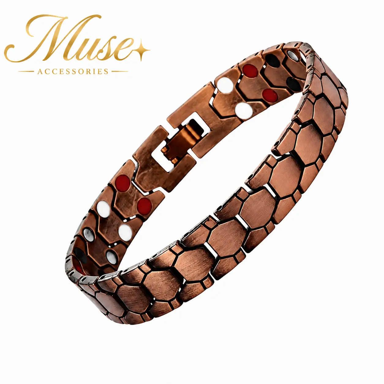 Modern Copper Link Bracelet for Unisex Adults with 3500 Gauss Magnets for Daily Wellness and Anti-Static Therapy, Copper Metal Bracelets & Bangles, Magnet-Style Bracelets & Bangles