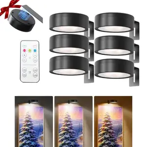 1/3/6PCS Magnetic Wireless Wall Lamp, Wireless Metal Wall Lamp, LED Artwork Lighting, Battery-Powered, Wireless LED Picture Light, Wall Art Light, Night Light, String Lights, Lighting Fixture, Wireless Spotlight, Remote Control