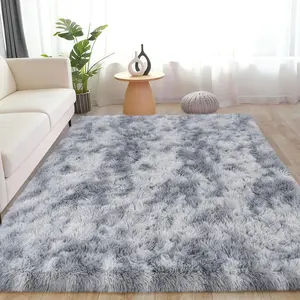 Rug for Living Room Bedroom, 5x7 Area Rugs for Living Room, Soft Shaggy Carpets Fuzzy Rug for Boys Girls Dorm Nursery Home, Non-Slip, Tie-Dye Silver Grey