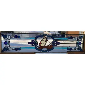 Stained Glass Transom Window TW-358 Winter Female Cardinal