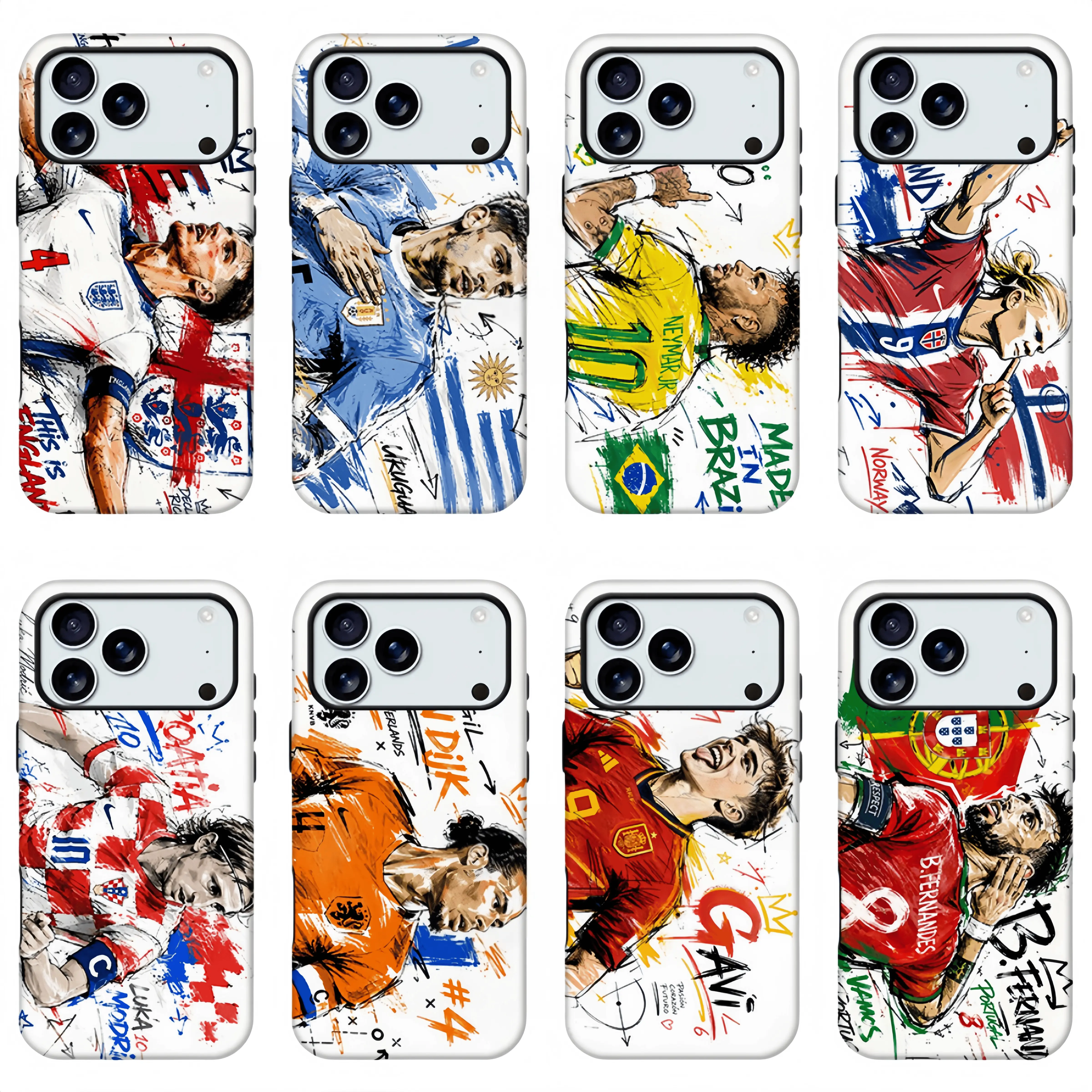 Vintage Graffiti Sketch Football Player Smartphone Case Accessories - Durable, Double-Layer, Drop-Proof, Non-Slip, Full-Wrap Protection, HD Print Cover for iPhone 11-17 Pro Max, Samsung S21-S26, Wireless Gift for Sports Fans